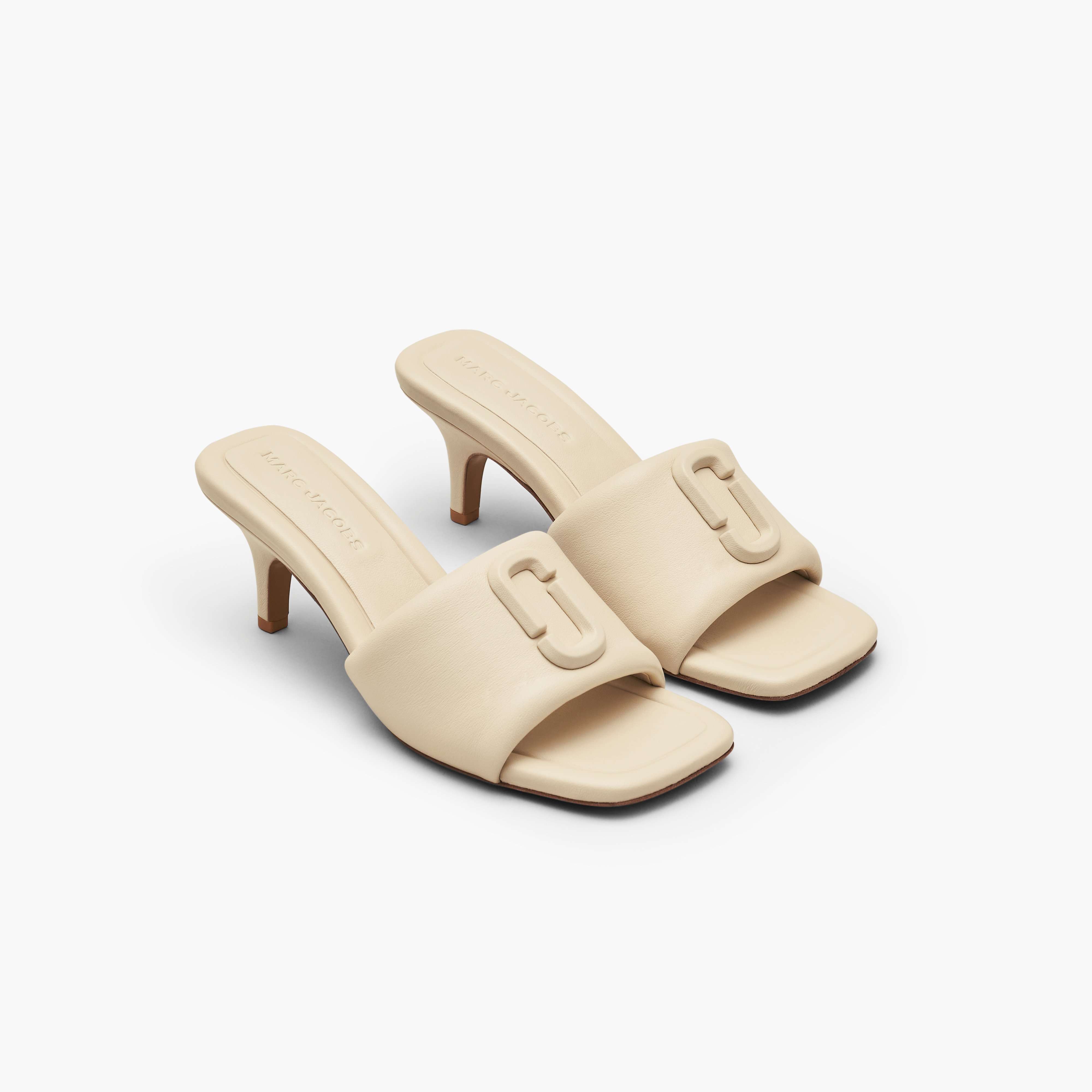 The Leather J Marc Heeled Sandal in Cloud White